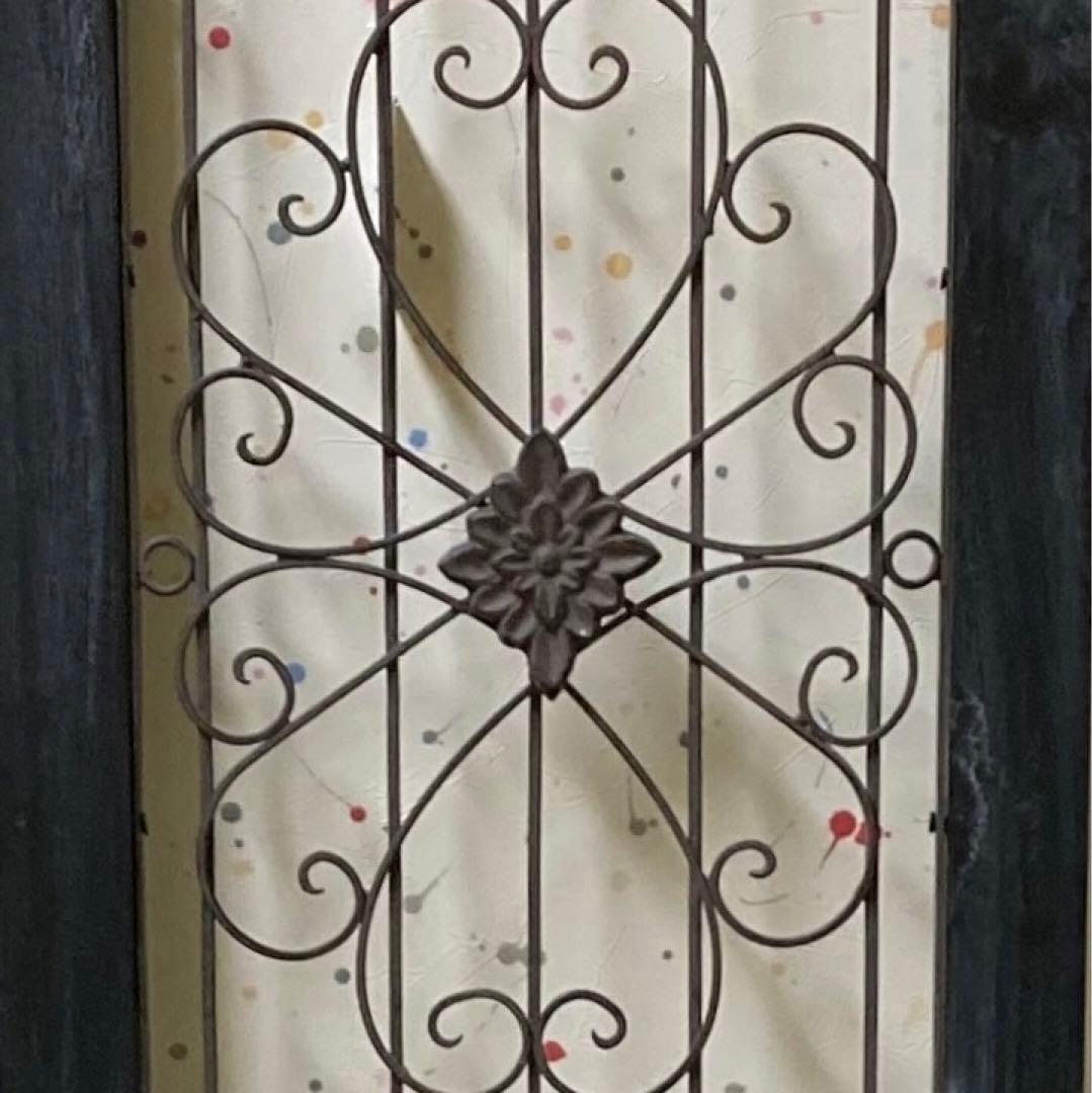 アイアンウッドアンティークフィニッシュ ウォールデコ壁掛可 ウッドドアブラック