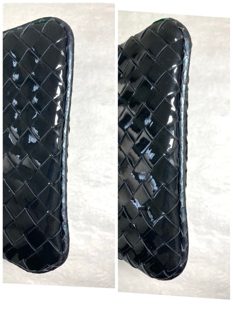 美品 ボッテガヴェネタ イントレチャート パテントレザー パイソン ケース