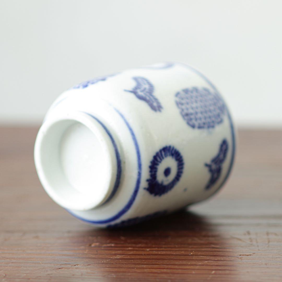 明治　大正　湯呑み　型紙摺　印判