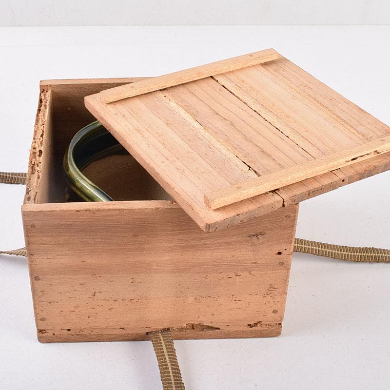 織部焼　古瀬戸窯　加藤作助作　手捻り茶碗　共箱　C　R8994