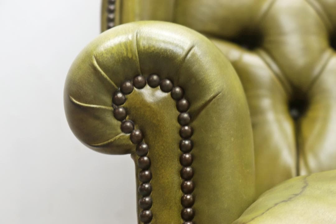 英国 イギリス ヴィンテージ ウィングバック 本革 1Pソファ ラウンジチェア