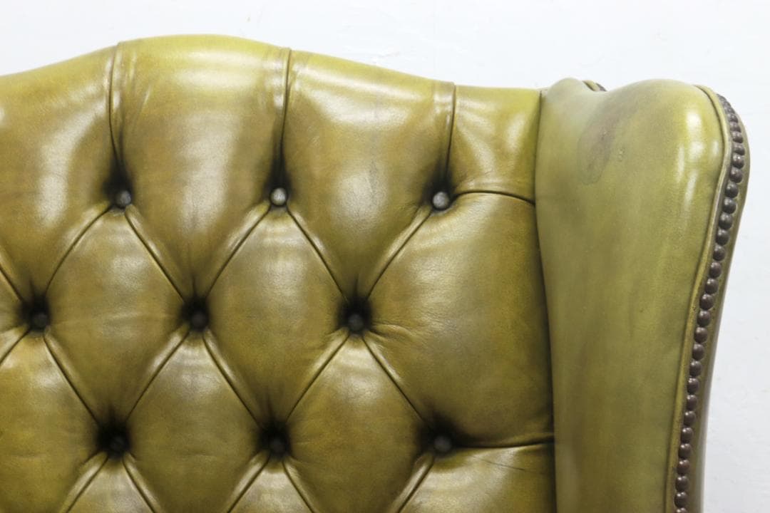 英国 イギリス ヴィンテージ ウィングバック 本革 1Pソファ ラウンジチェア