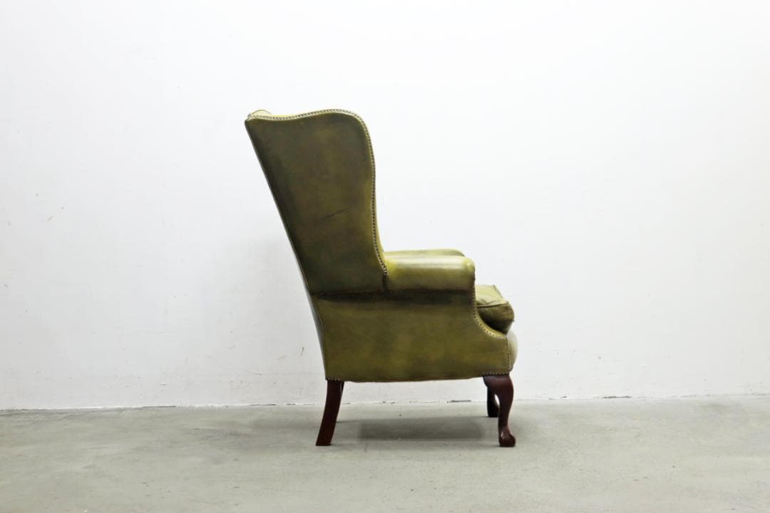 英国 イギリス ヴィンテージ ウィングバック 本革 1Pソファ ラウンジチェア