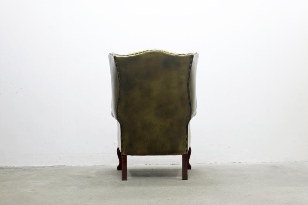 英国 イギリス ヴィンテージ ウィングバック 本革 1Pソファ ラウンジチェア