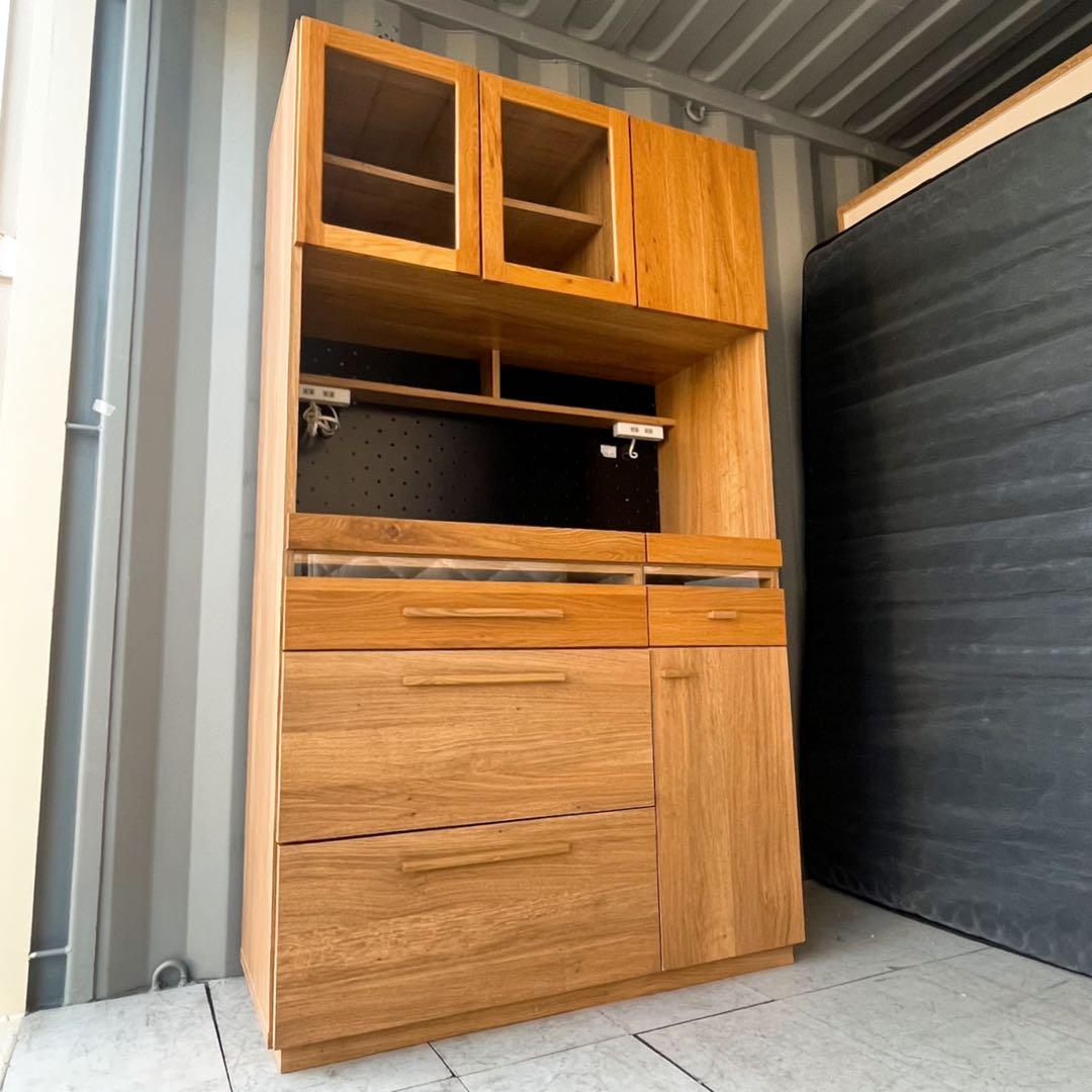 取付無料！東馬 大川家具 OCTA105 北欧風天然木ナチュラルキッチンボード✨