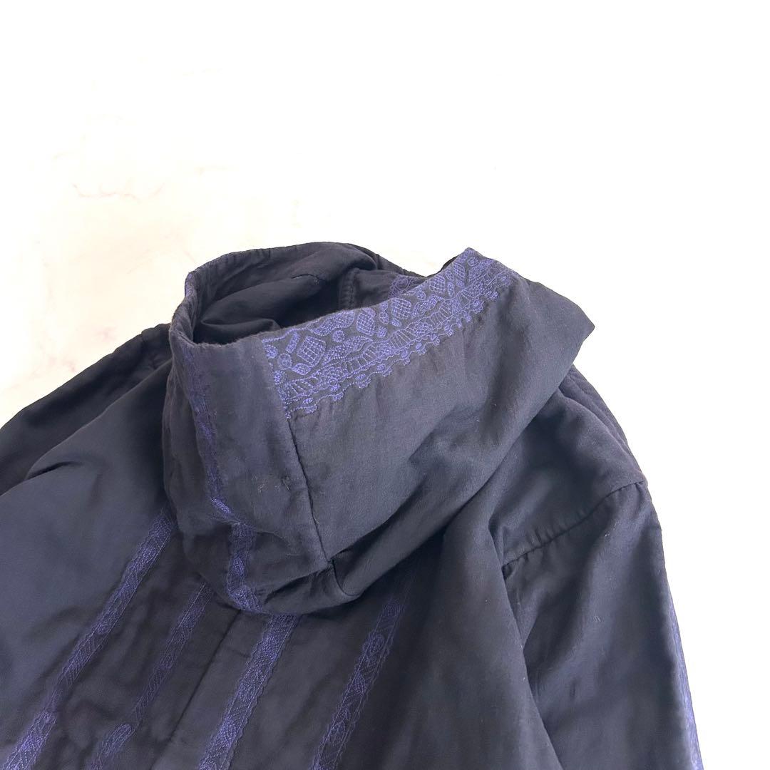 み*マ様 希少 HaaT イッセイミヤケ コットン刺繍コート 紺 ネイビー 綿