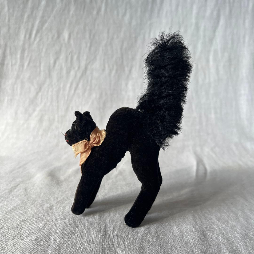 【最小】アンティーク　シュタイフ　トムキャット　tom cat 黒ねこ