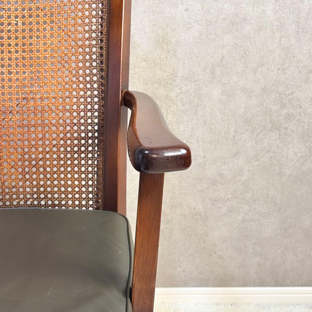 ナガノインテリア ラタン 籐編み アームチェア ダイニングチェア 椅子 レトロ