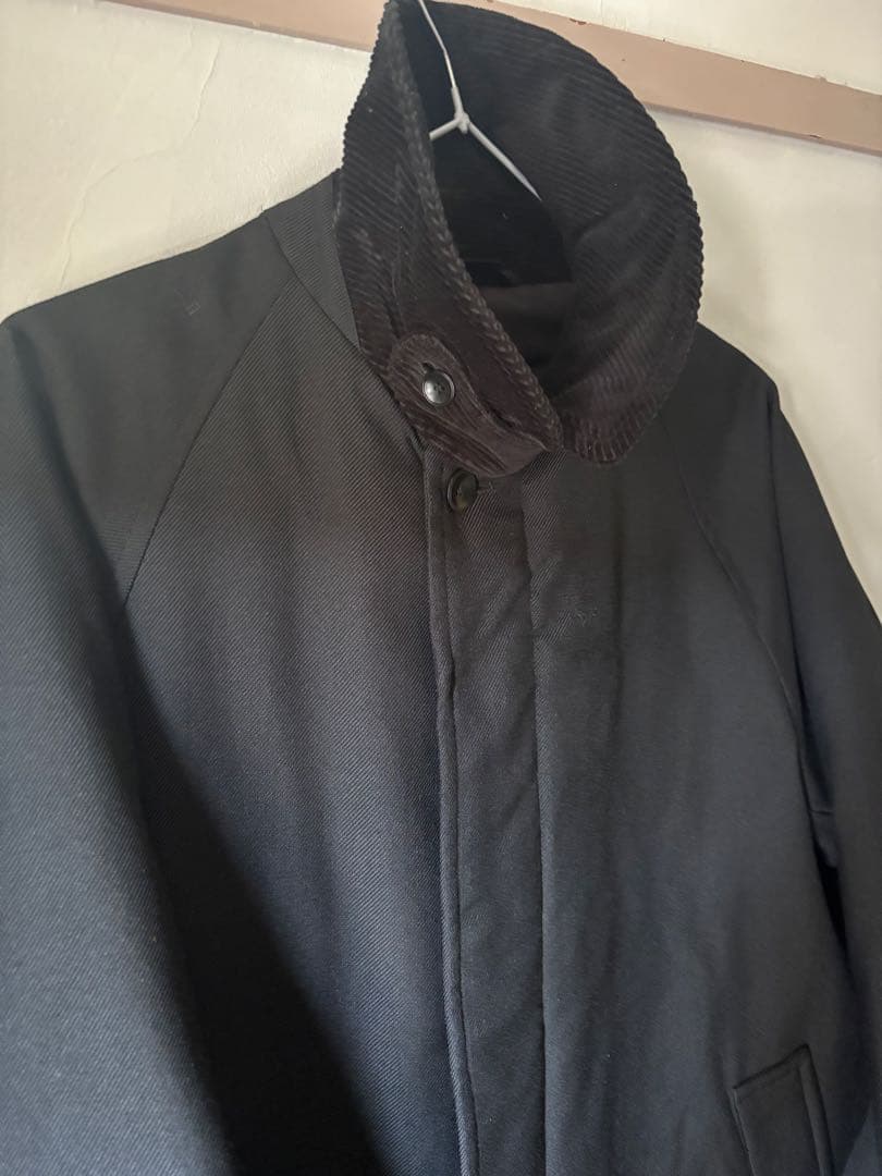 値下 古着 スティーブンアラン コーデュロイ襟 ステンカラーコート　黒