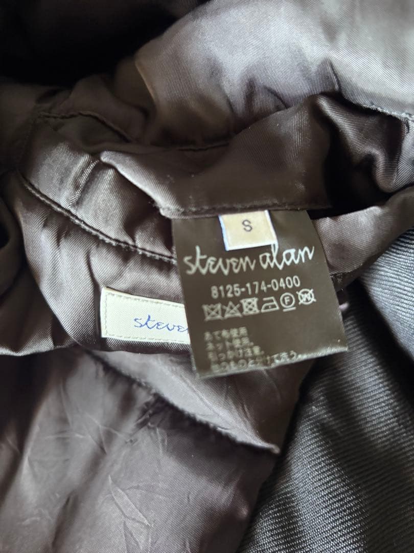 値下 古着 スティーブンアラン コーデュロイ襟 ステンカラーコート　黒