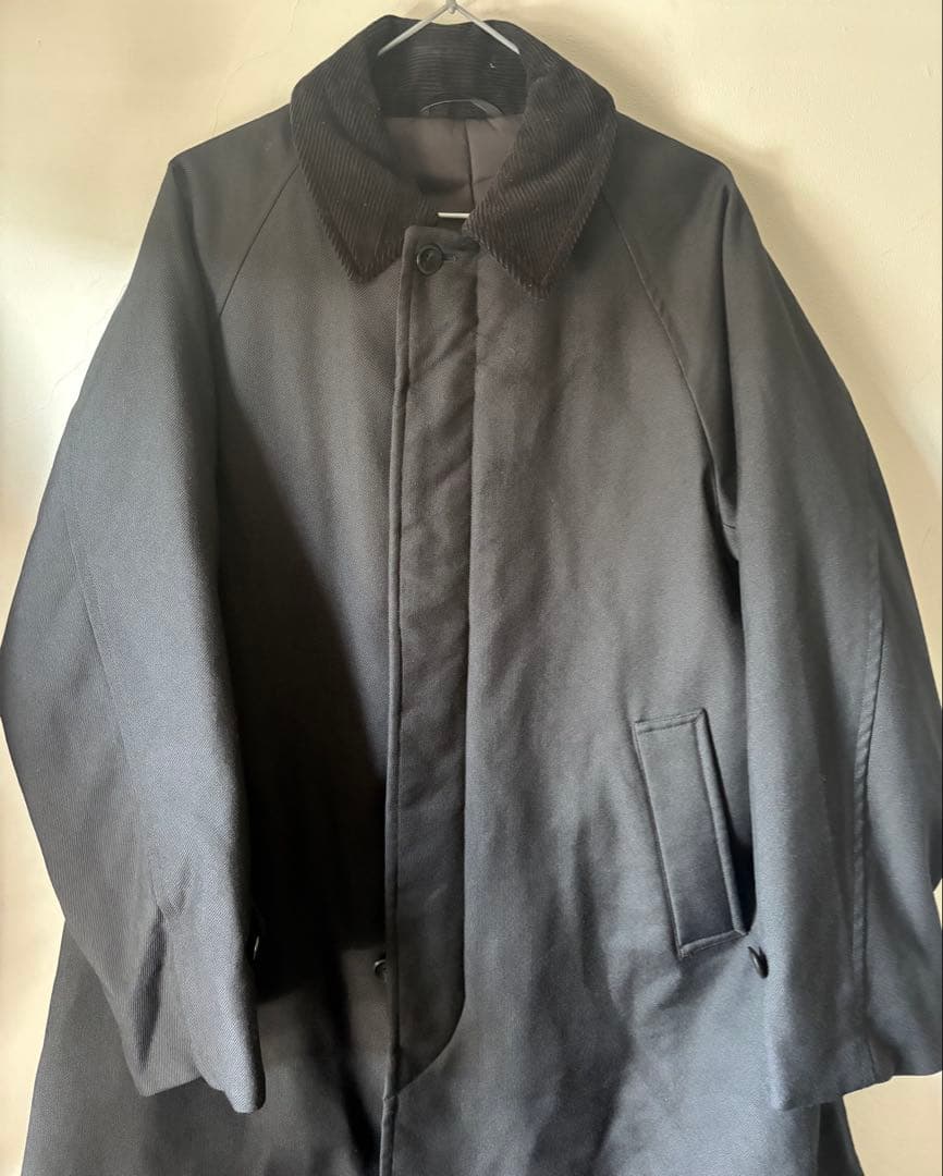 値下 古着 スティーブンアラン コーデュロイ襟 ステンカラーコート　黒