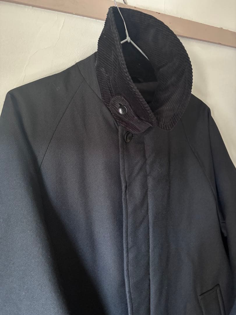 値下 古着 スティーブンアラン コーデュロイ襟 ステンカラーコート　黒