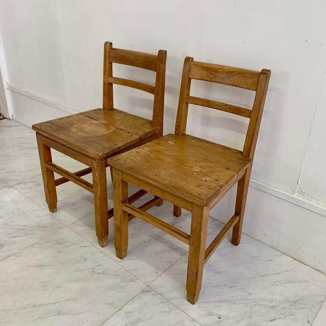 昭和レトロ 木製チェア 2脚セット｜昔懐かしい 古道具 椅子 木味 ヴィンテージ