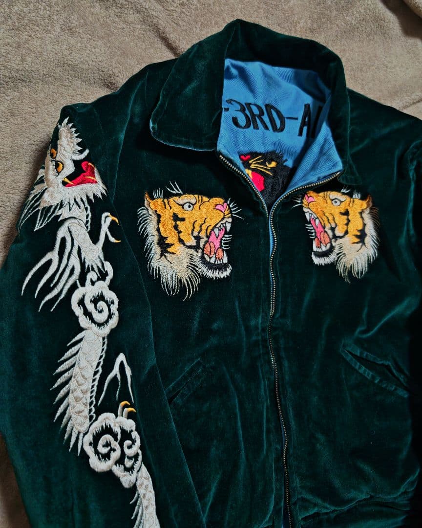 美品 未使用近 テーラー東洋 ２面用 虎龍鷲 別珍 スカジャン vintage