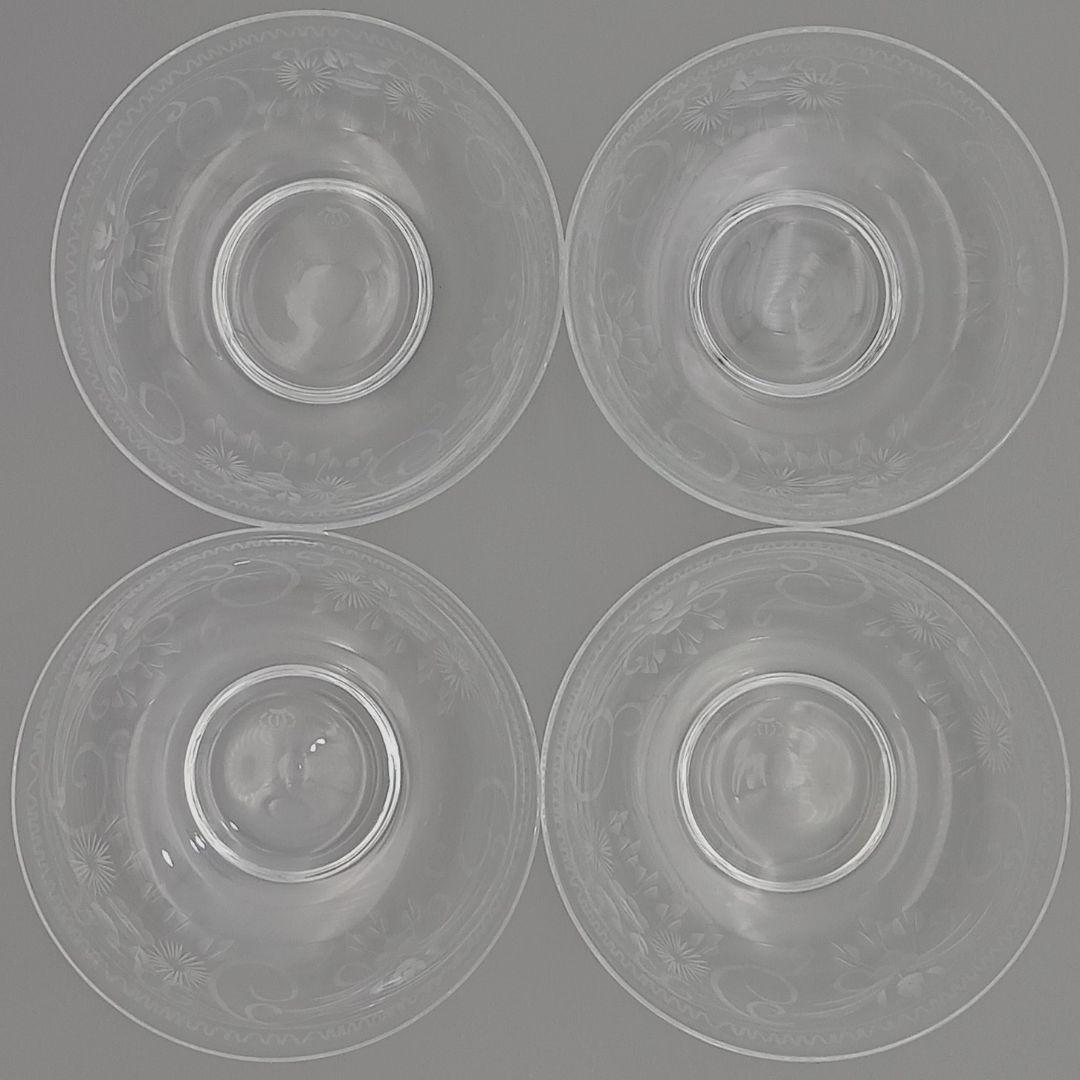 ドイツ テレジアンタール 12cm ボウル 4点セット ガラス 鳥 花