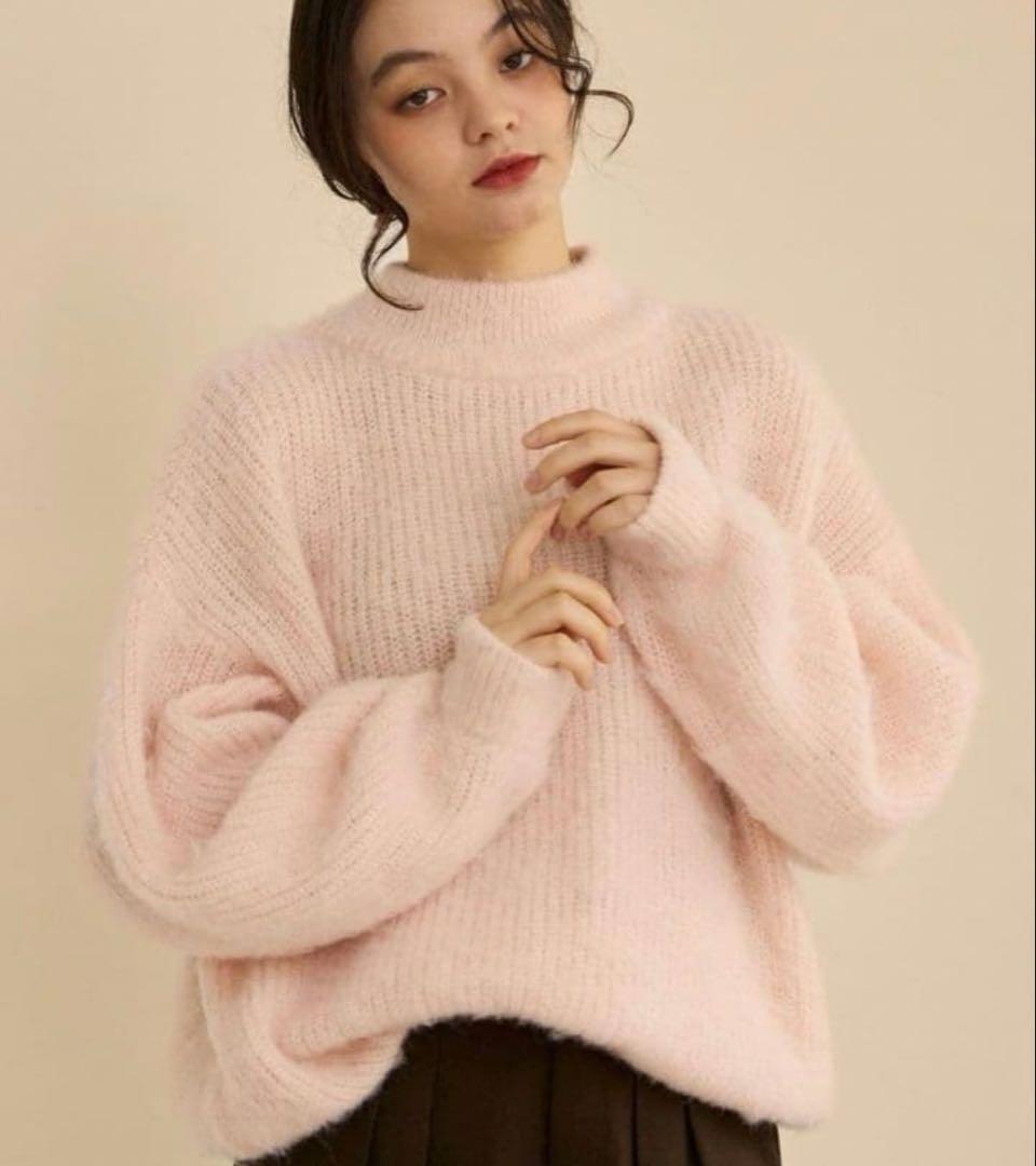 OLUN ハイネックモヘアライクニット