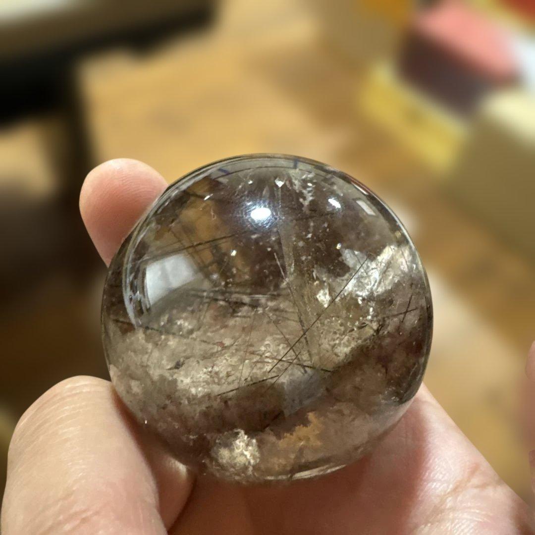 希少　高品質　ガーデンルチルクォーツ　丸玉　スフィア
