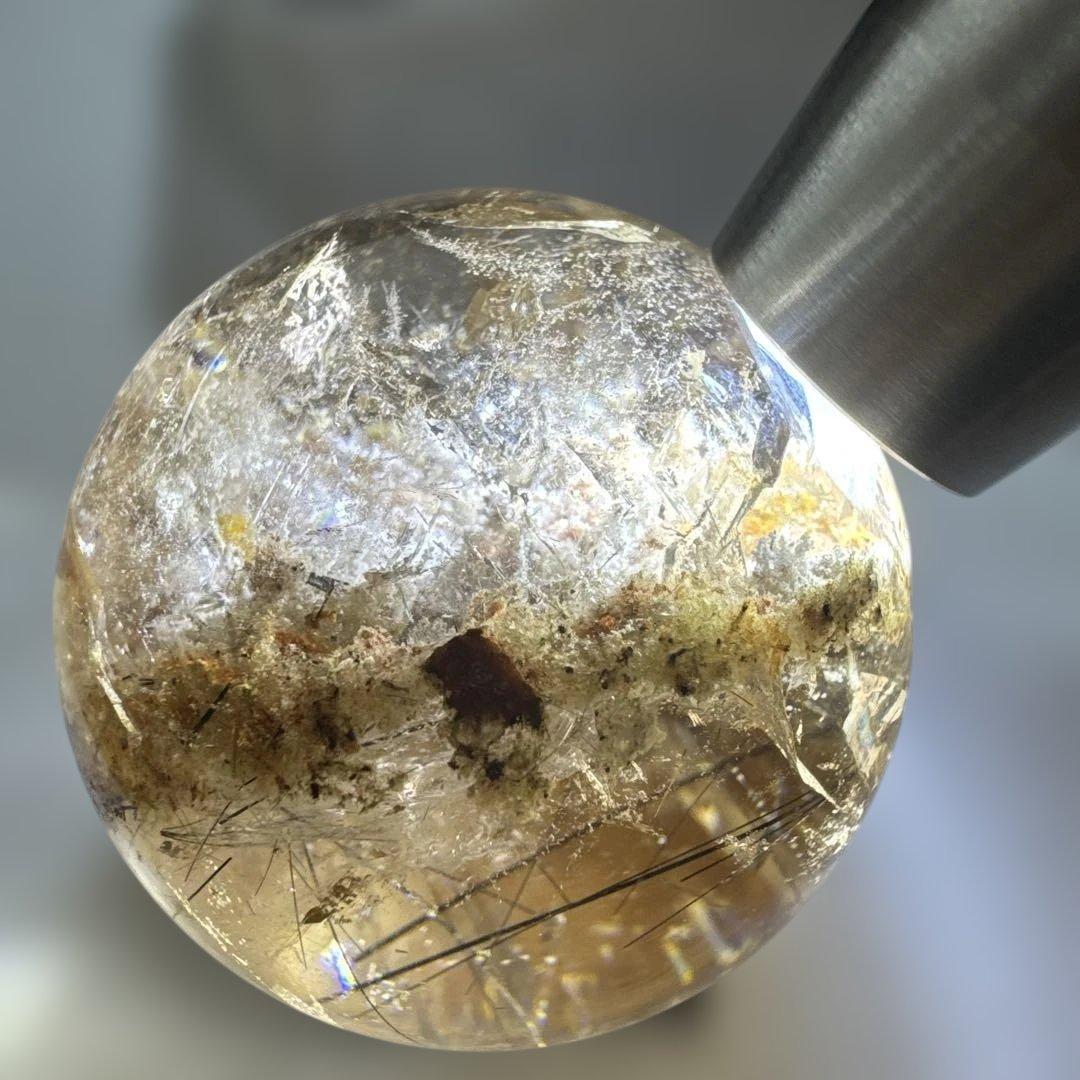 希少　高品質　ガーデンルチルクォーツ　丸玉　スフィア