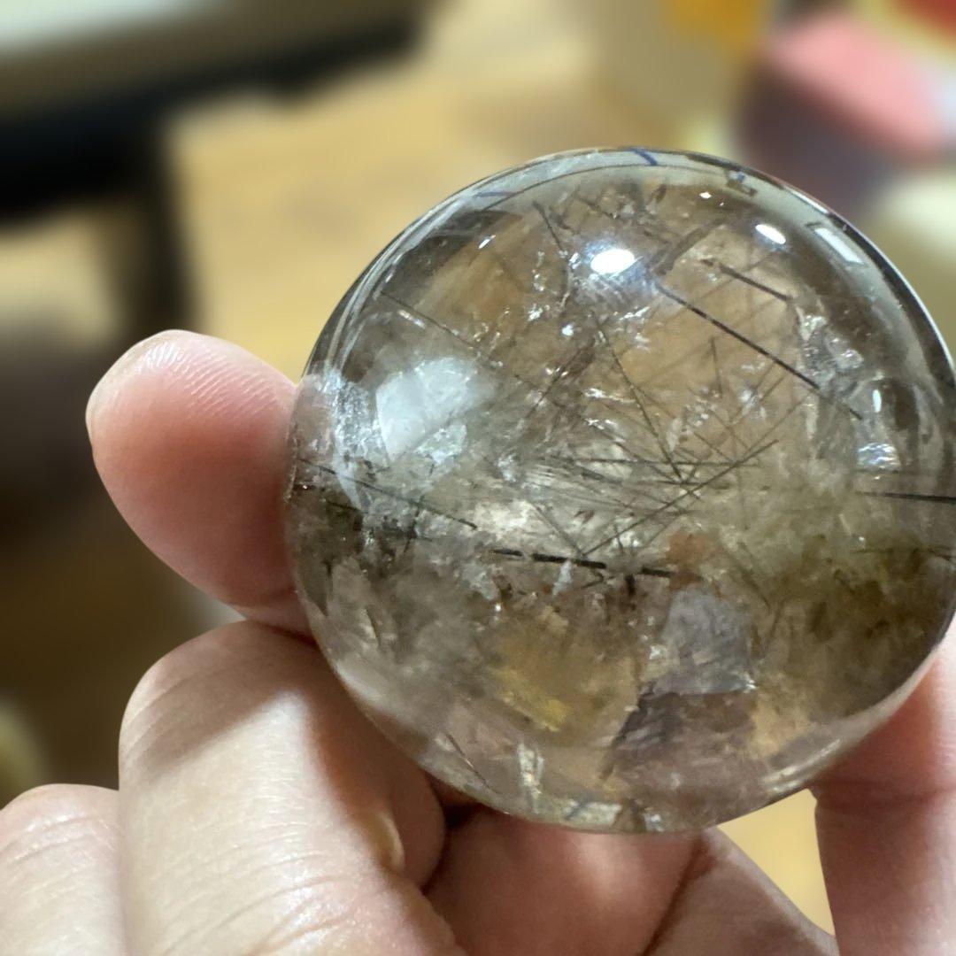 希少　高品質　ガーデンルチルクォーツ　丸玉　スフィア