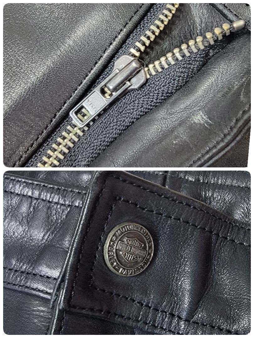 HDC製 上質牛革 ハーレーダビッドソン 32 レザーパンツ 黒