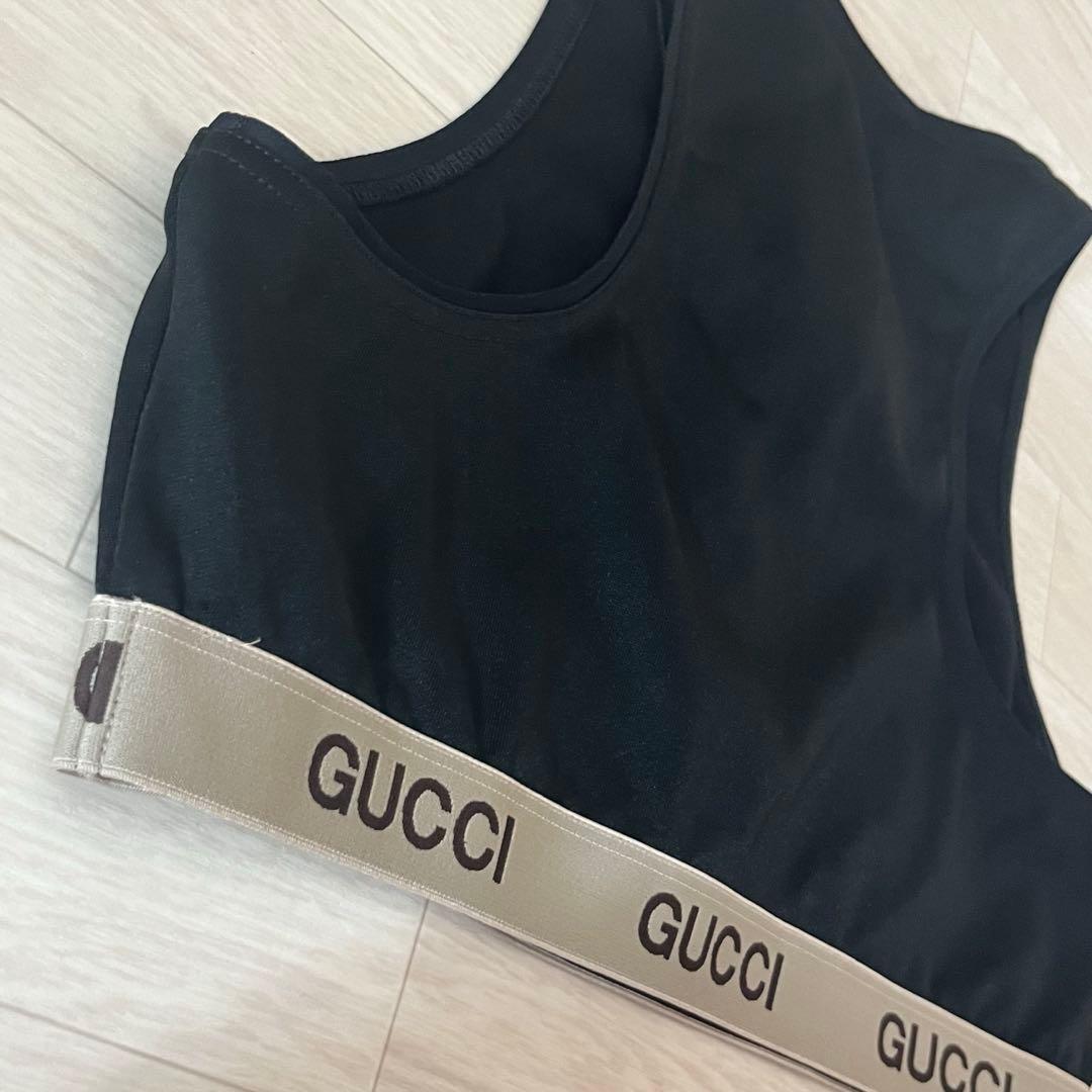美品 GUCCI ×ノースフェイス スリーブレストップ Lサイズ レディース 黒