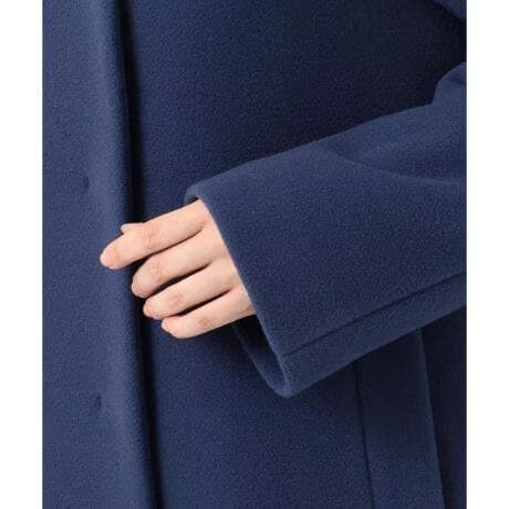 23区　【中村アンさん着用】ダブルクロスベロアスタンドカラーコート　インクブルー