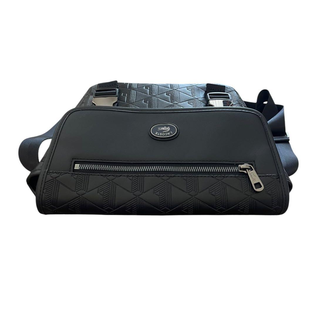 [未使用]ラコステ モノグラム メッセンジャー ショルダーバッグ ブラック