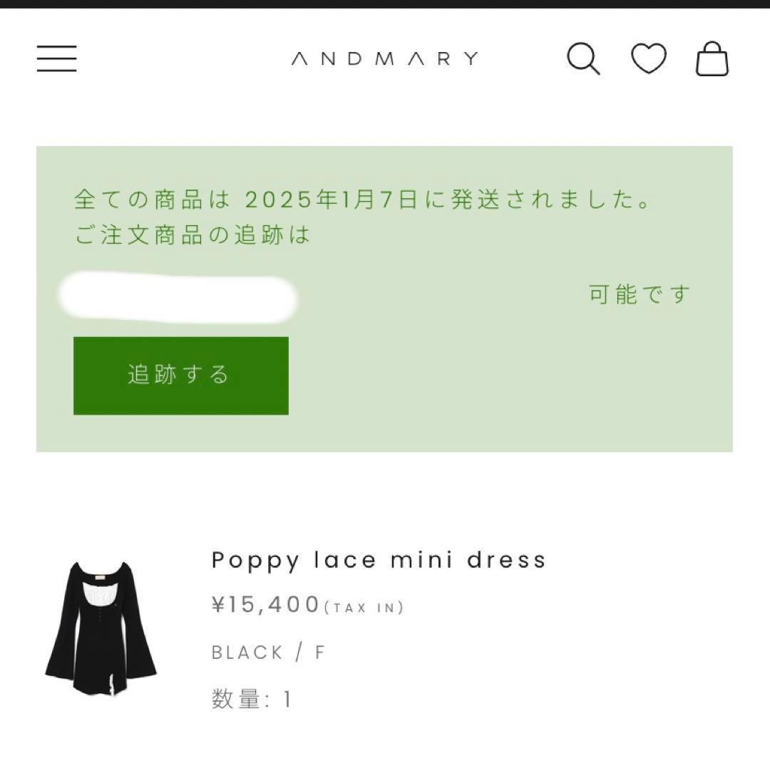 正規品　andmary Poppy lace mini dress