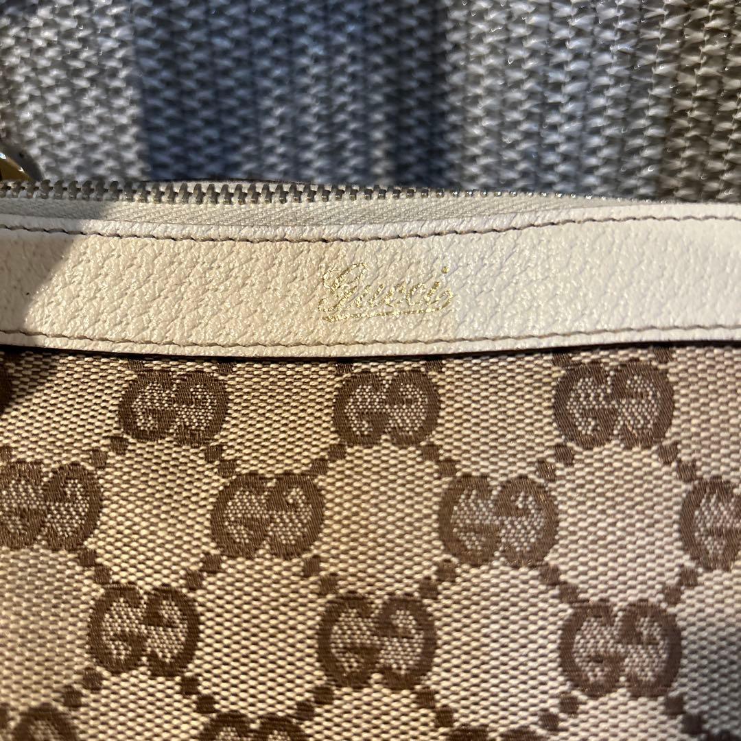 美品✨ グッチ キャンバス ボストンバッグ ベージュ GG レザー 金具付