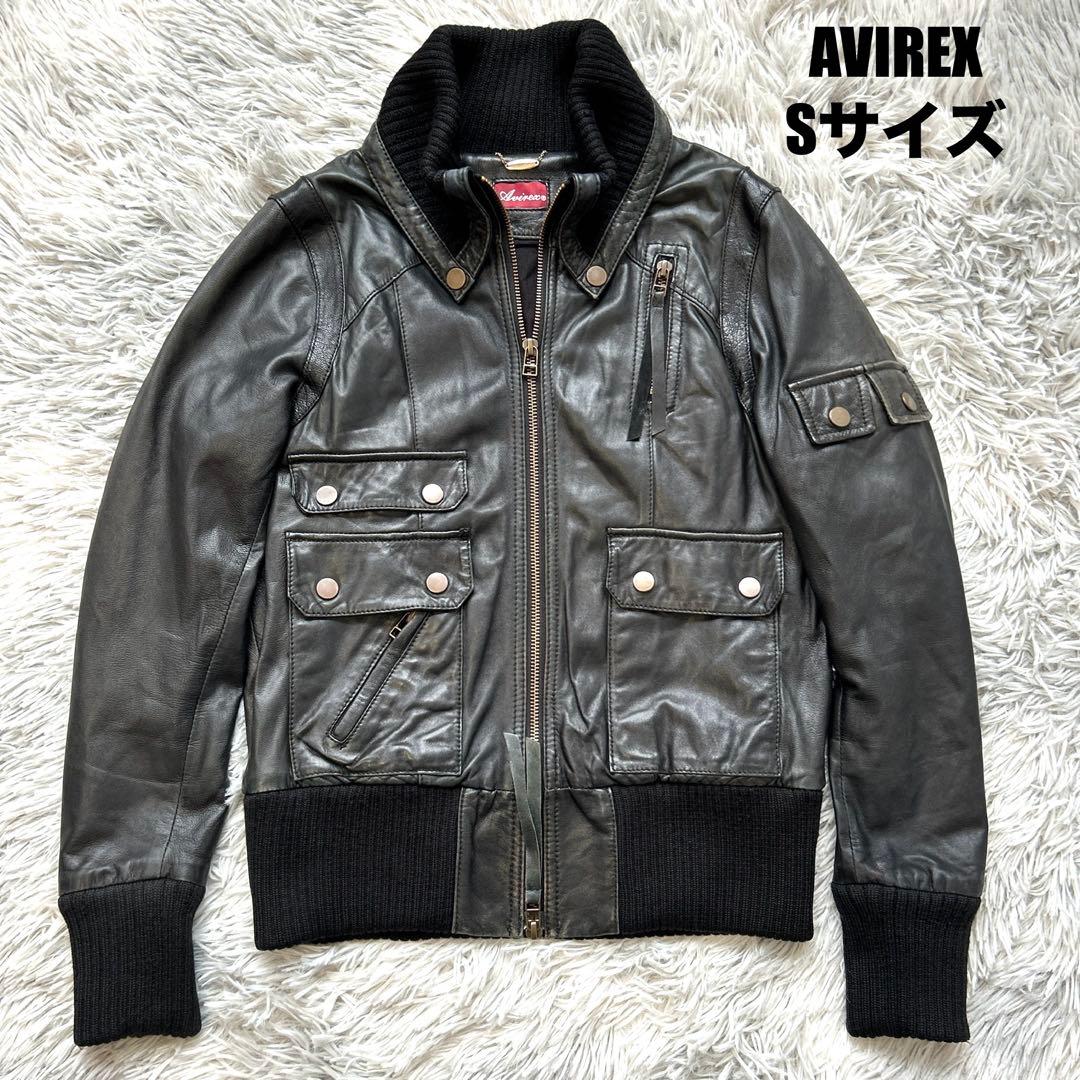 AVIREX ラムレザージャケット ライダース ブラック Sサイズ