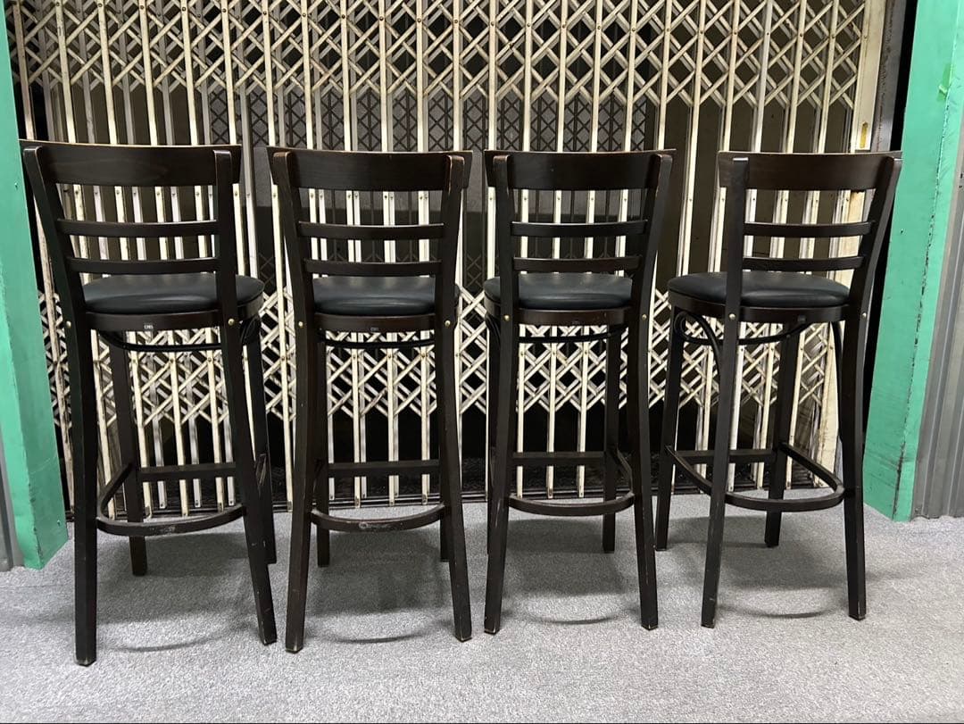 CRES バーチェア　ハイチェア4脚セット　店舗什器　カウンターチェア　木製椅子