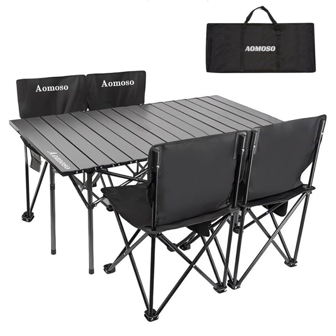 新品 アウトドアテーブル チェア 5点セット アルミ製 組立簡単 収納バッグ付き