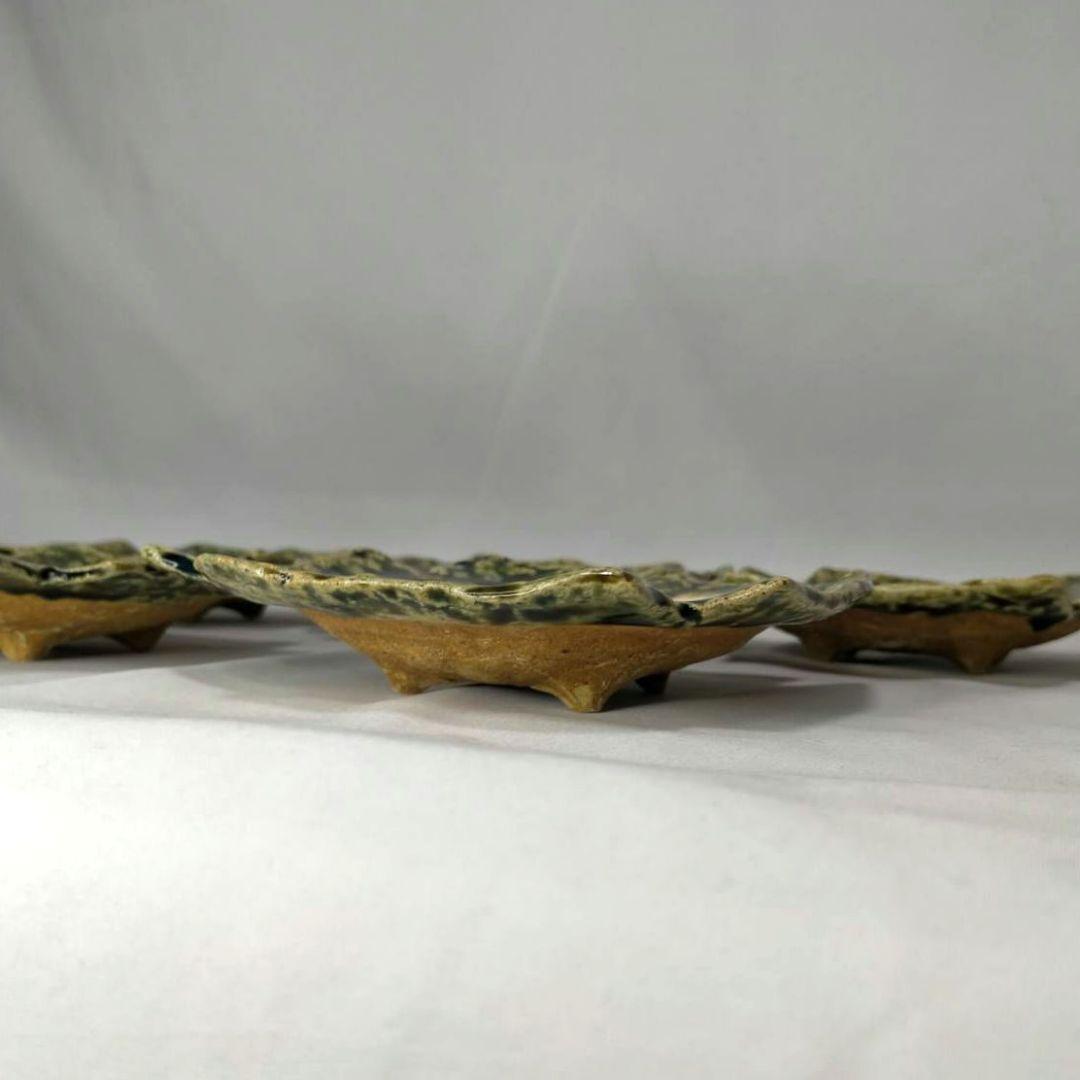 黒岩卓実 たくみ窯 織部皿 5枚 四つ脚 人気作家 美濃焼 銘々皿