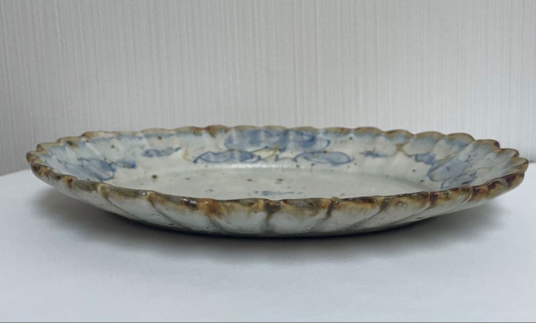 コウホ窯 市野吉記　シノワズリ 輪花皿　楕円　オーバル　パスザバトン　器