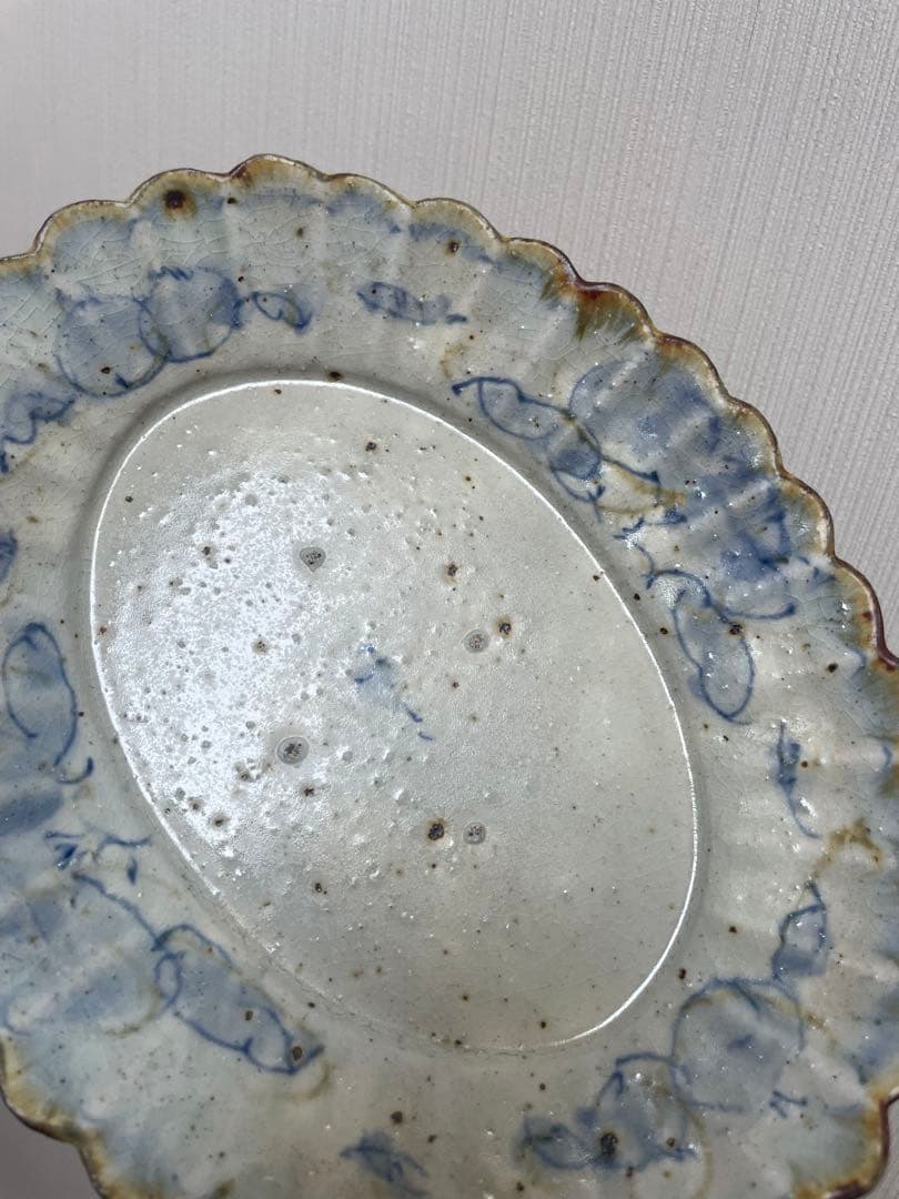 コウホ窯 市野吉記　シノワズリ 輪花皿　楕円　オーバル　パスザバトン　器