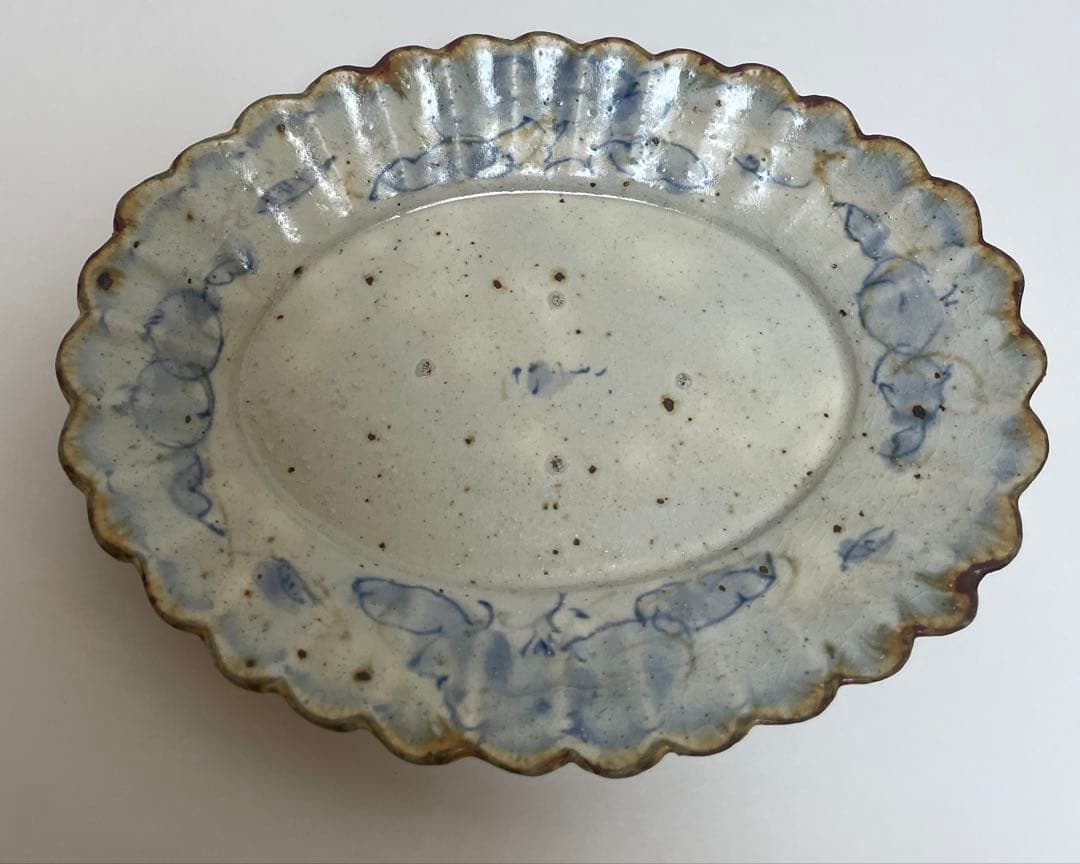 コウホ窯 市野吉記　シノワズリ 輪花皿　楕円　オーバル　パスザバトン　器