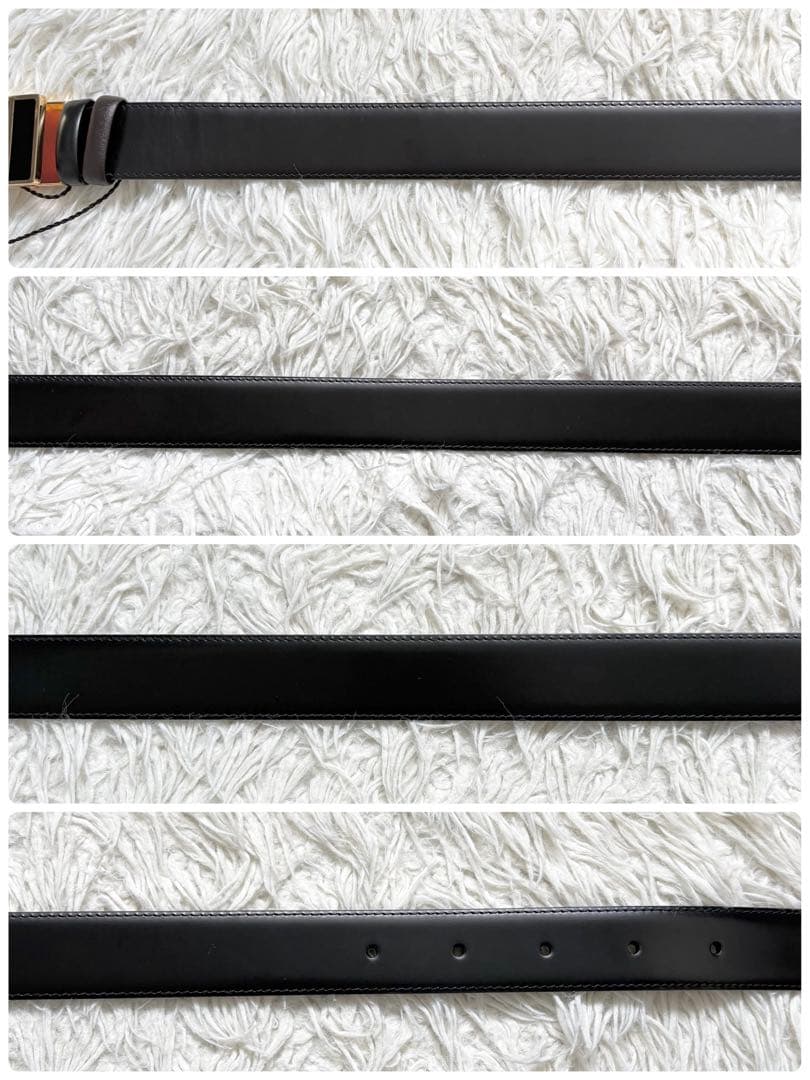 未使用　dunhill スクエアバックル レザーリバーシブルベルト　箱保存袋