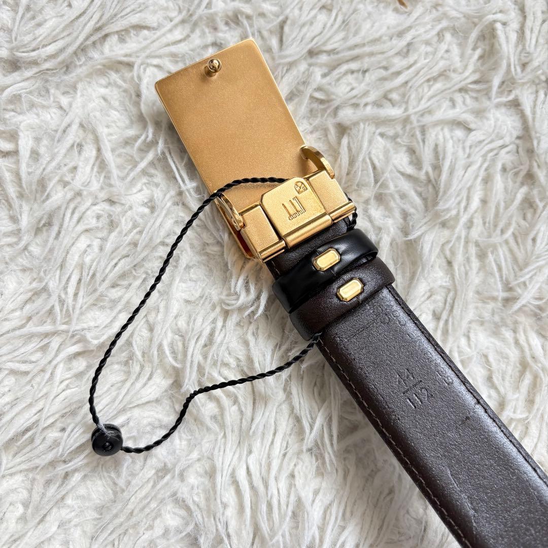 未使用　dunhill スクエアバックル レザーリバーシブルベルト　箱保存袋