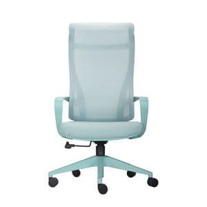 ハイバック チェア グリーン 肘付き メッシュ素材 ヘッドレスト 組立品