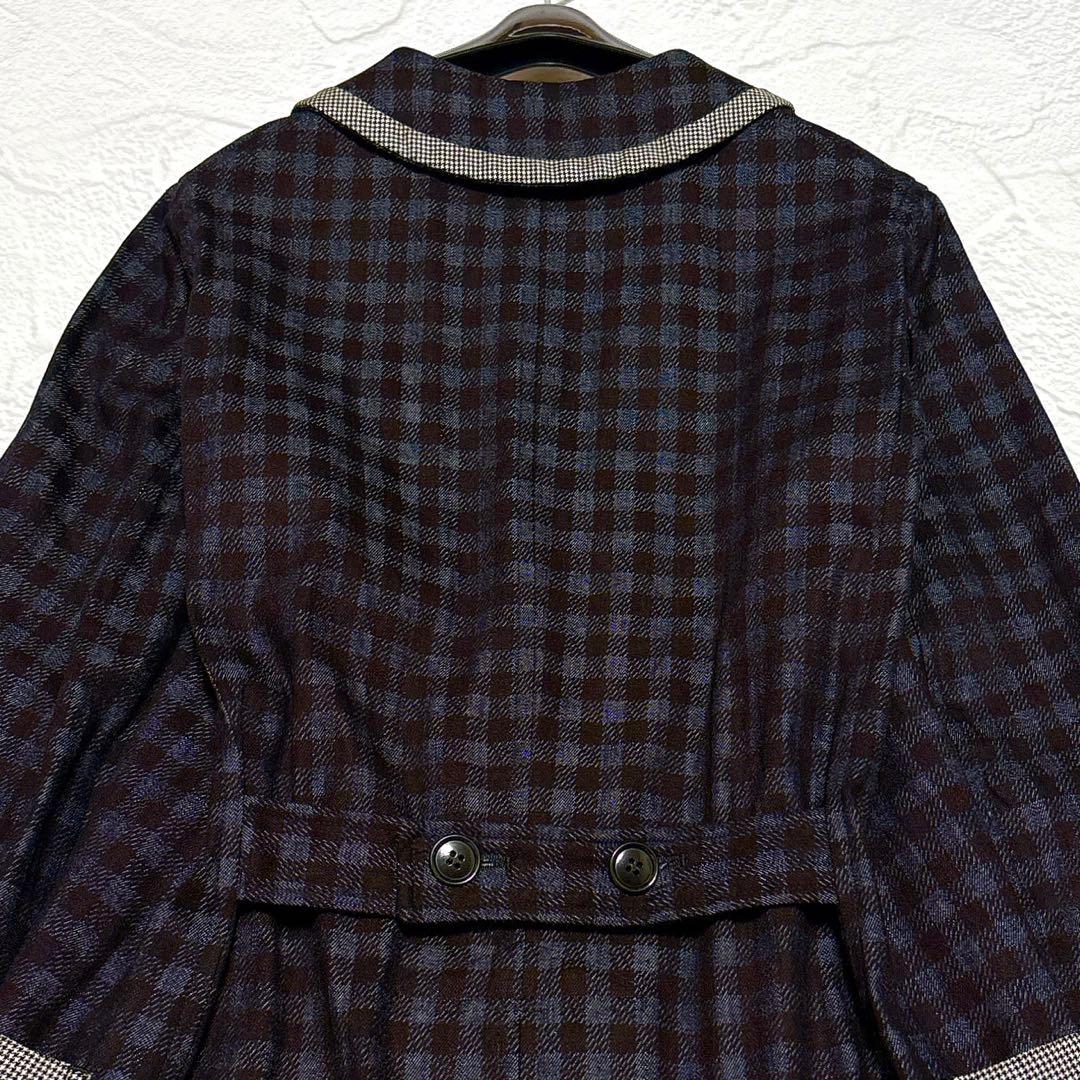 ✨美品✨コムデギャルソン　スプリングコート　丸襟　チェック　フランス製