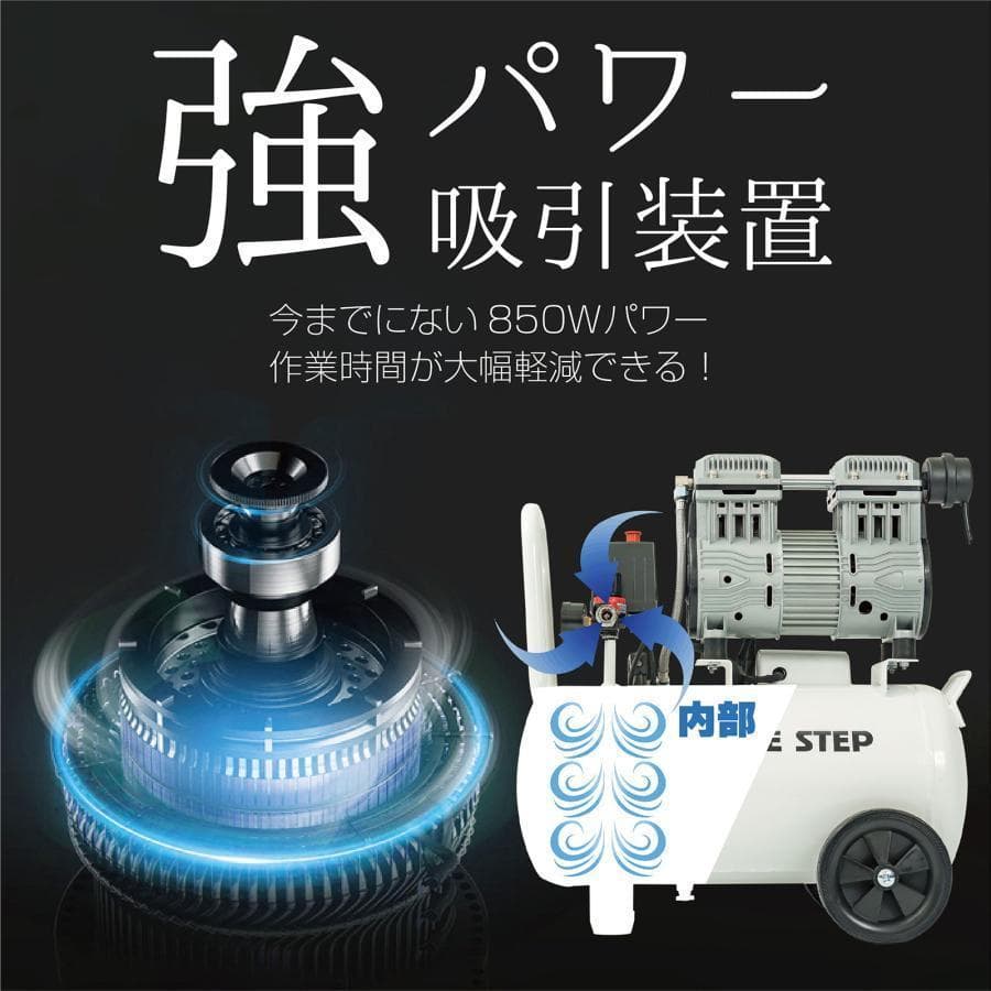 B2228エアーコンプレッサー 100v 圧力計 業務用 40l静音 大容量　白
