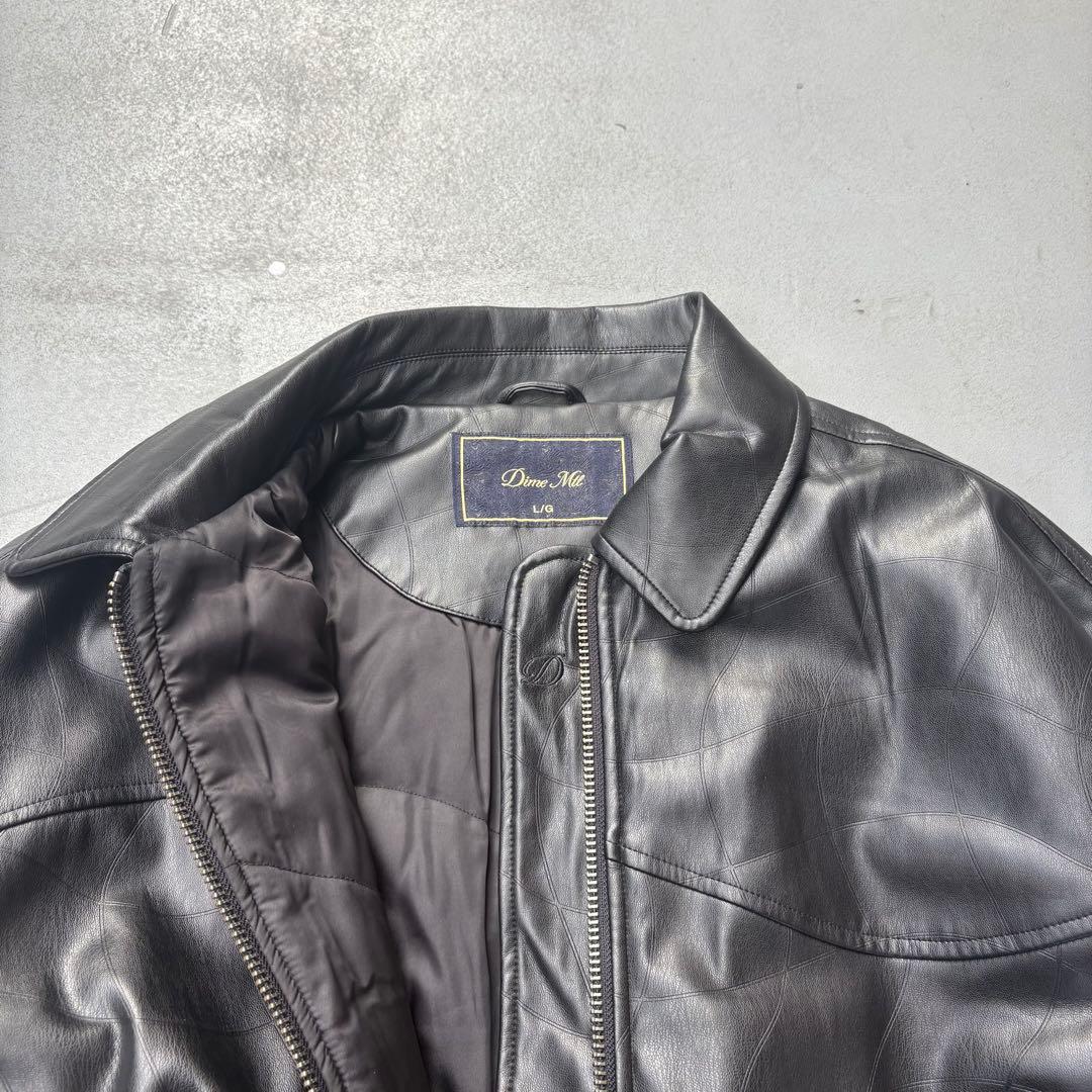 Dime Debossed Wavy Jacket レザージャケット　黒色　ロゴ