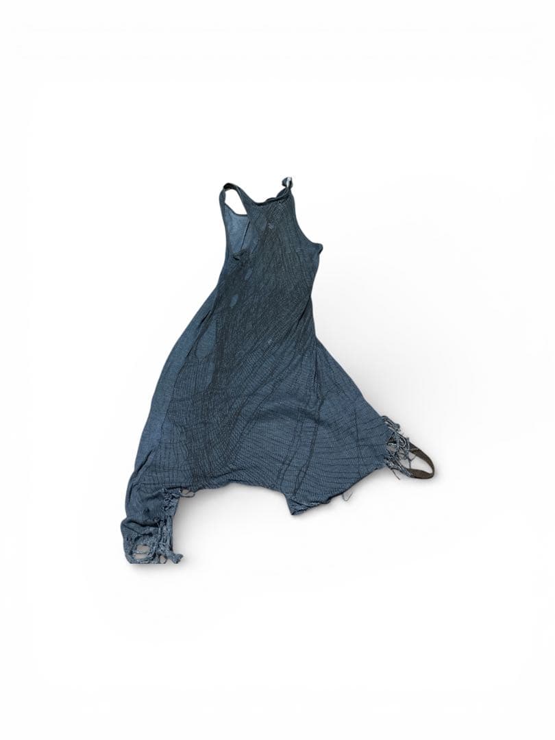 kmrii ダークブルー ロングタンクトップ フリンジ付き