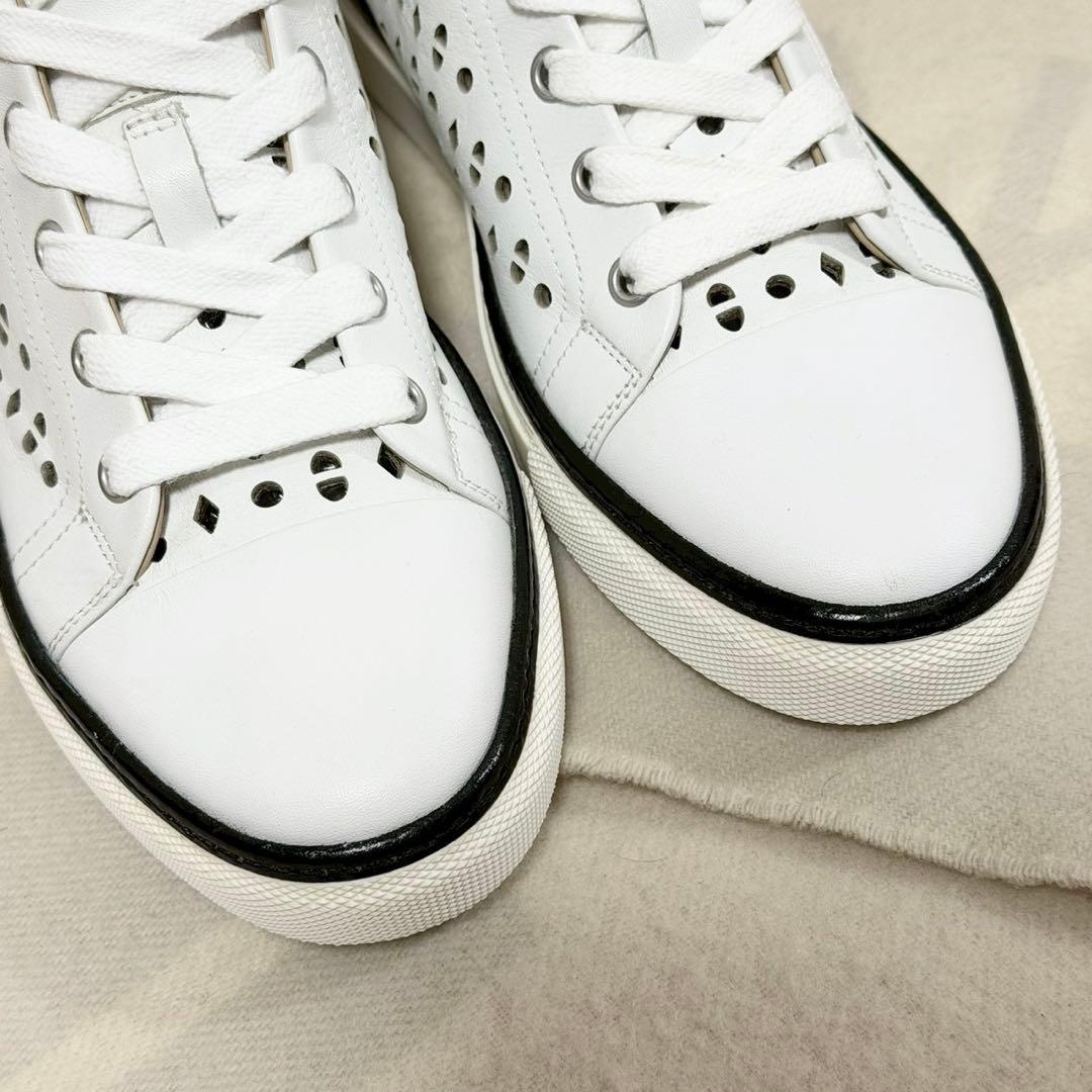 エルメス 未使用 JIMMY ジミー ハイカット スニーカー レザー 白 23