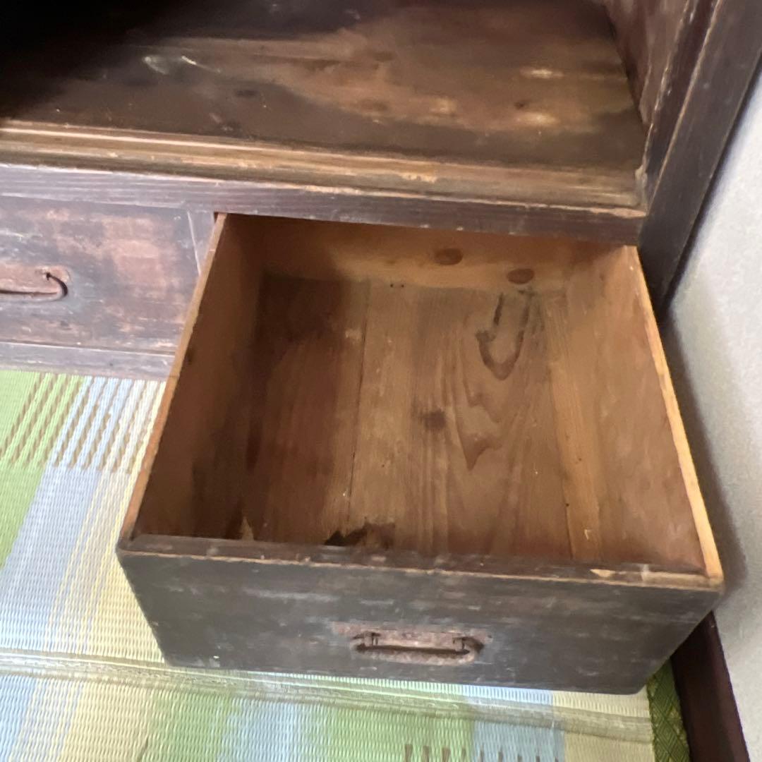 昭和家具　① 木製キャビネット ダークブラウン 4引き出し