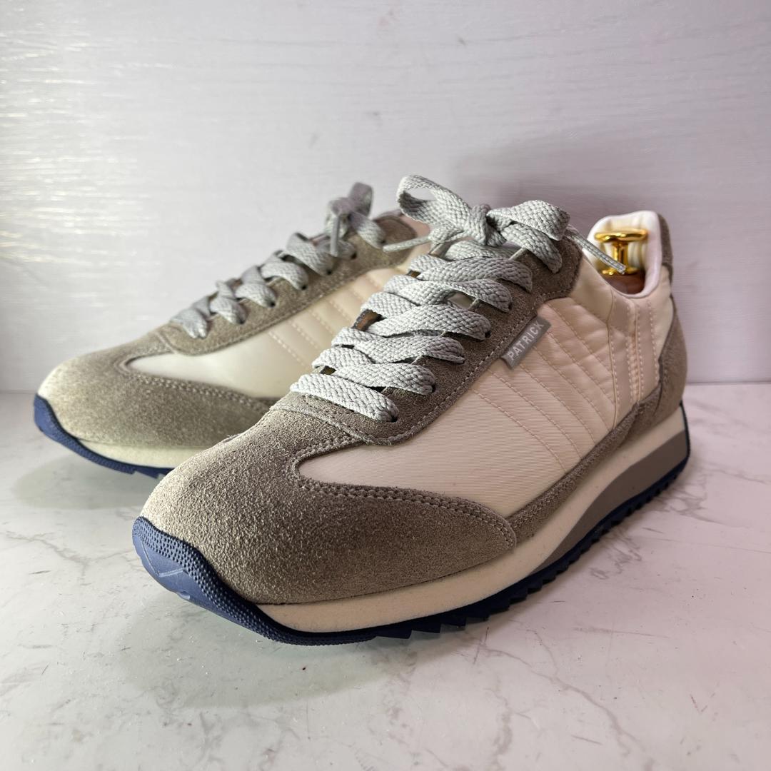 専用未使用級 PATRICK マラソン 38 グレー×白×ネイビー 日本製 24