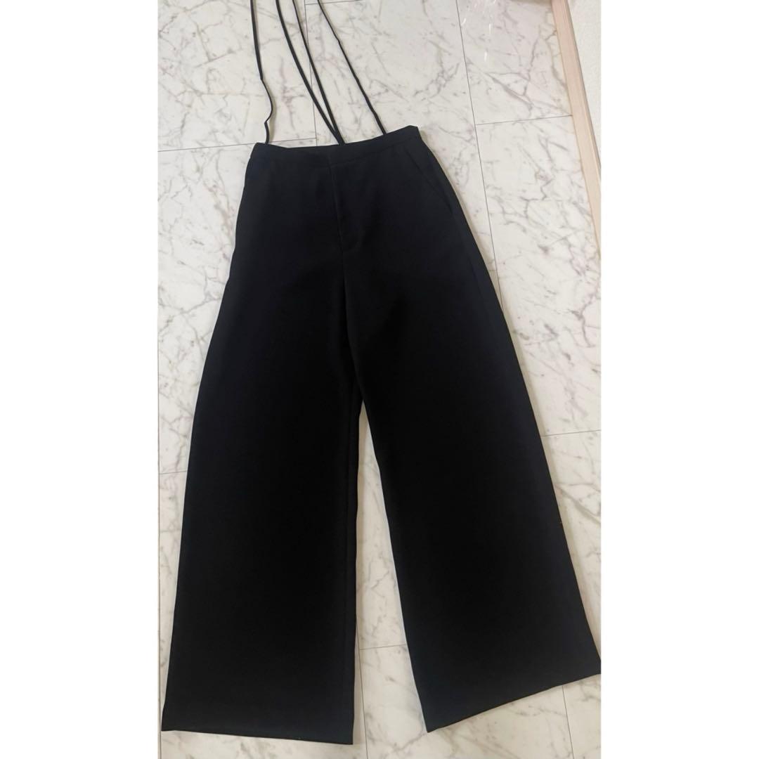 LOULOU WILLOUGHBY ダブルクロスハイウエストサスペンダーパンツ