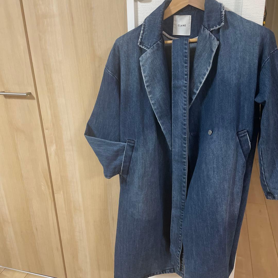 CLANE クラネ 定価4.2万 女っぷりベルト付テーラーデニム フレア コート