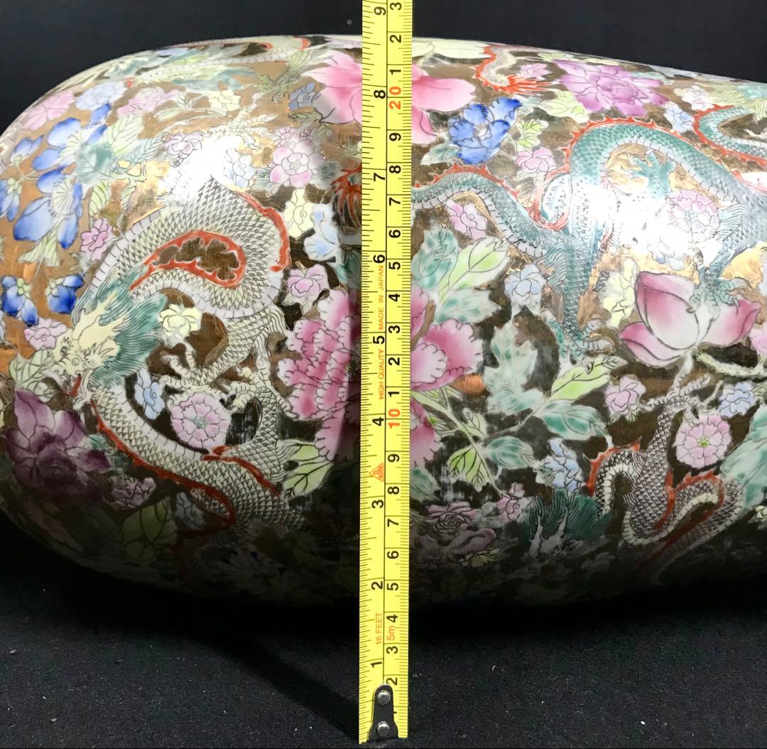 よ*う様 中国古玩 景徳鎮製 粉彩 九龍百花 大花瓶 磁器 高さ約60cm