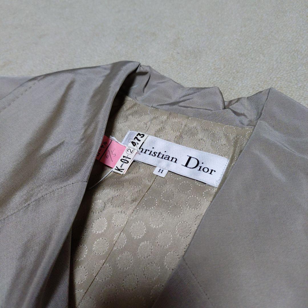 ヴィンテージChristian Dior グレー トレンチコート　サテン仕上げ